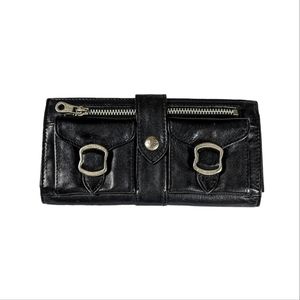Vintage Armani Exchange Black Leather Biker Wallet